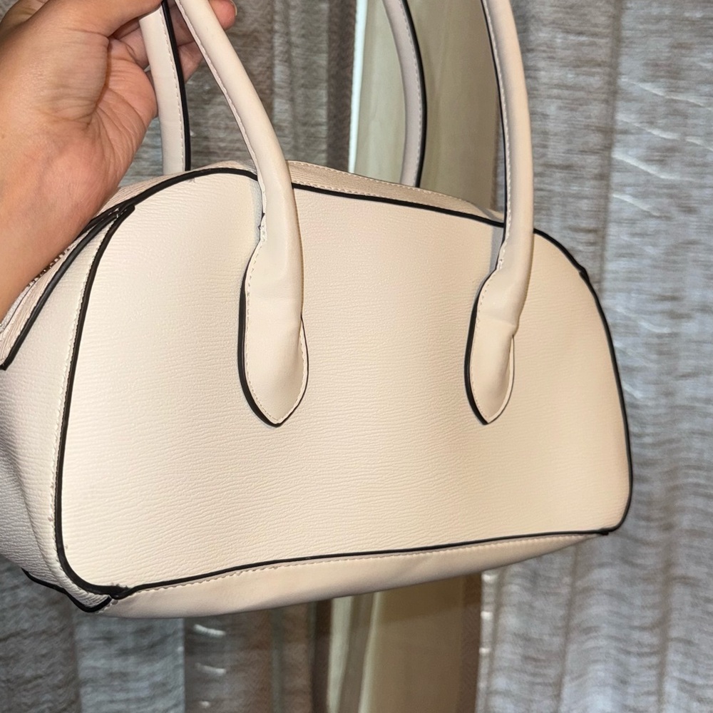 Aldo Cream Shoulder Bag with Black Trim